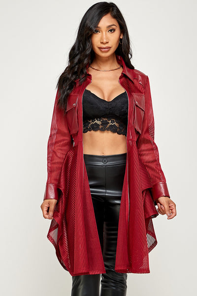 Gabardina transparencia y vinipiel