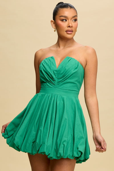 Vestido strapless globo