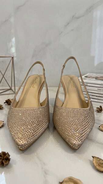 Zapato tacon destalonado con piedras