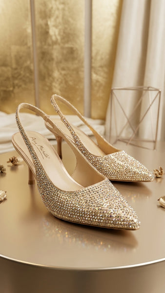 Zapato tacon destalonado con piedras