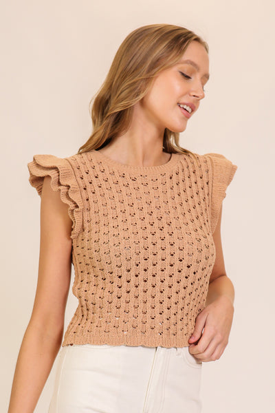 Blusa top de punto olanes