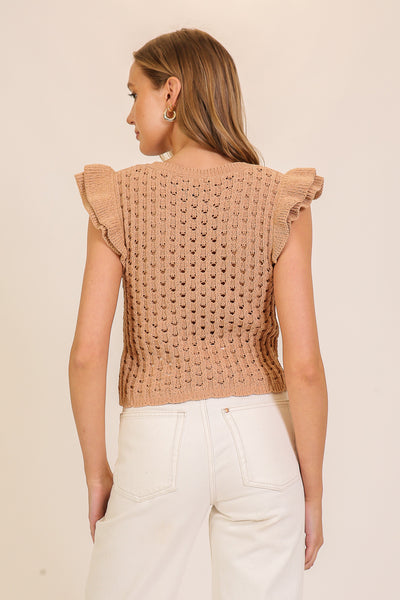 Blusa top de punto olanes