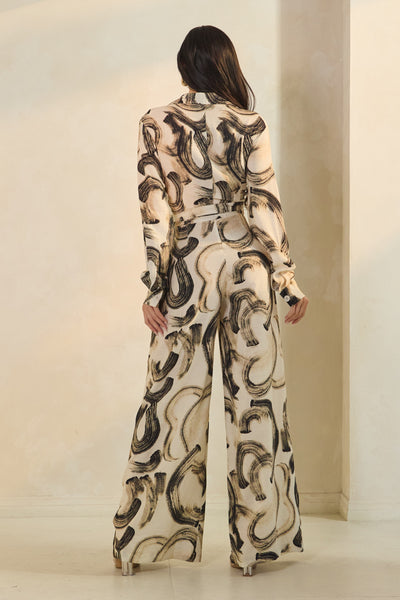 Palazzo manga larga estampado