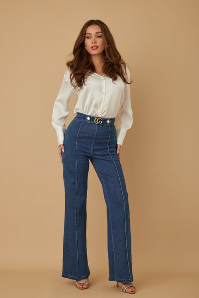 Pantalon mezclilla acampanado