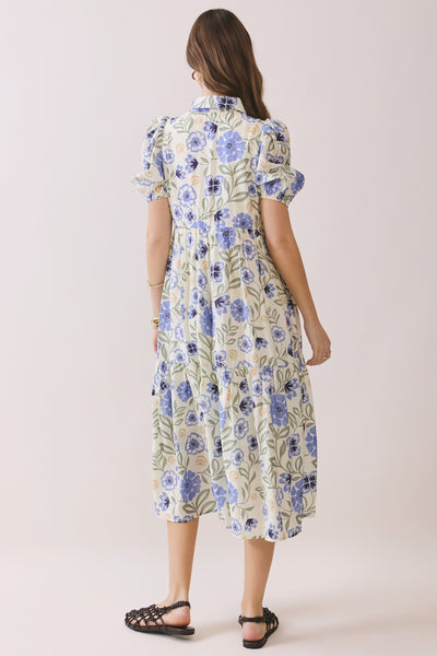 Vestido largo floral manga corta