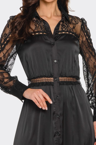 Vestido maxi de satin con encaje