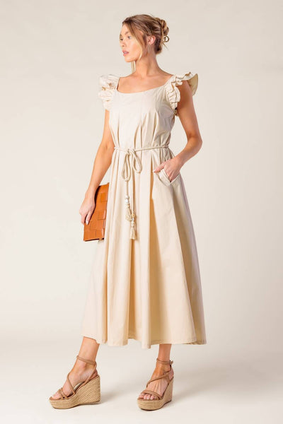 Vestido tirantes largo manga olan