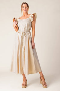 Vestido tirantes largo manga olan