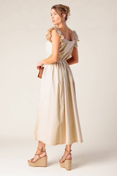Vestido tirantes largo manga olan