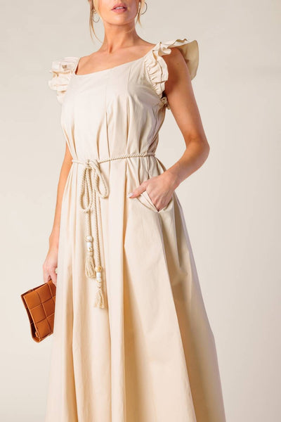Vestido tirantes largo manga olan