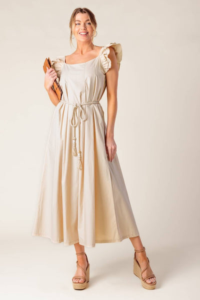 Vestido tirantes largo manga olan