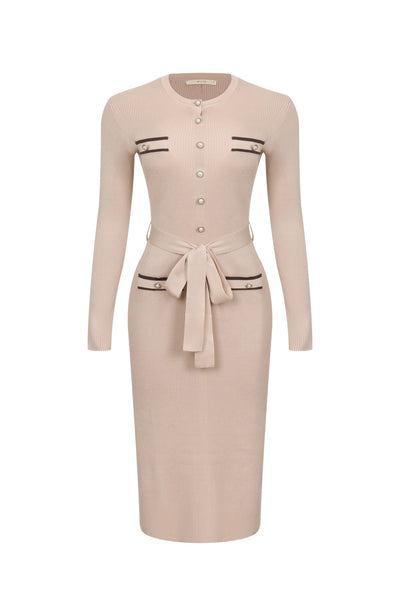 Vestido midi con cinta