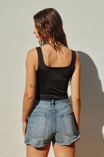 Bodysuit  de cuello cuadrado negro