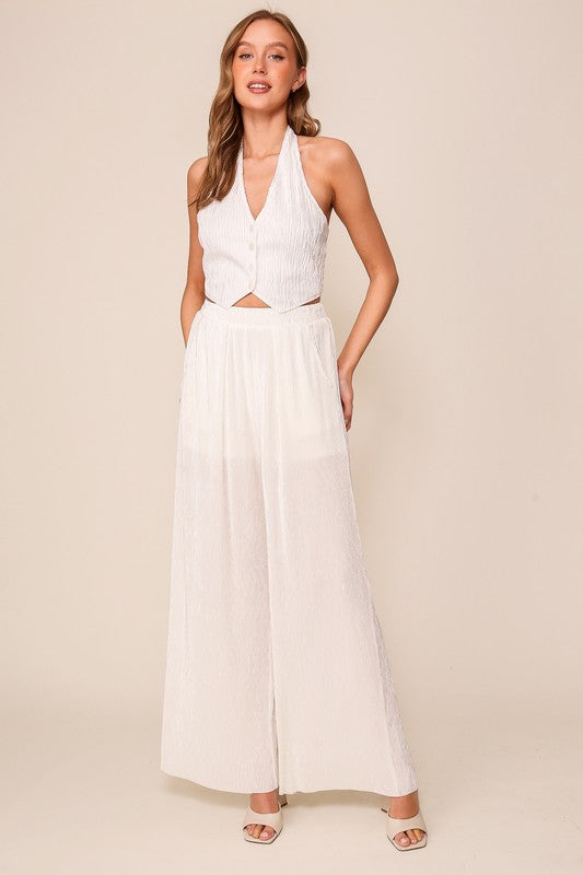 Blusa halter plisada
