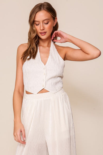 Blusa halter plisada
