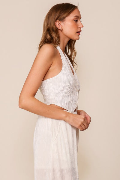 Blusa halter plisada
