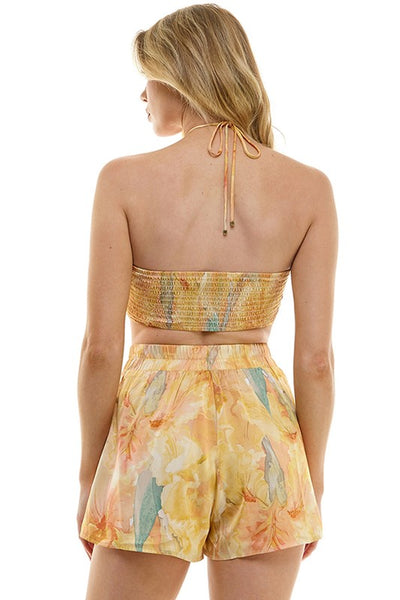 Blusa halter satin estampada