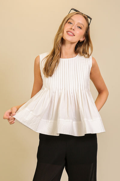 Blusa pliegues sin manga