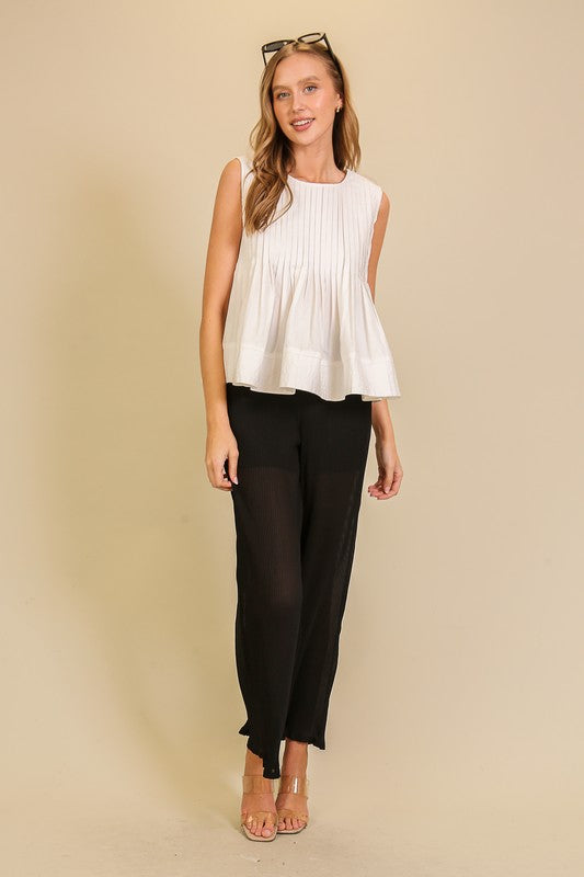 Blusa pliegues sin manga