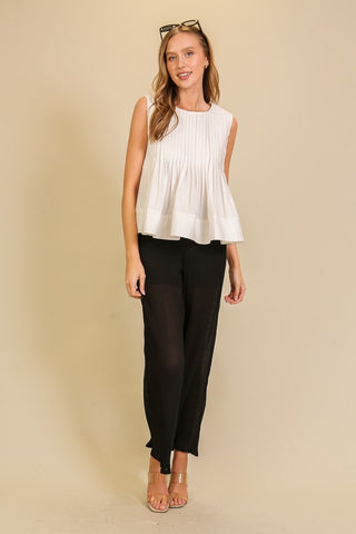 Blusa pliegues sin manga