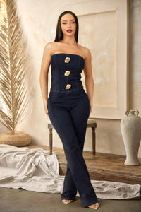 Blusa strapless botones dorados