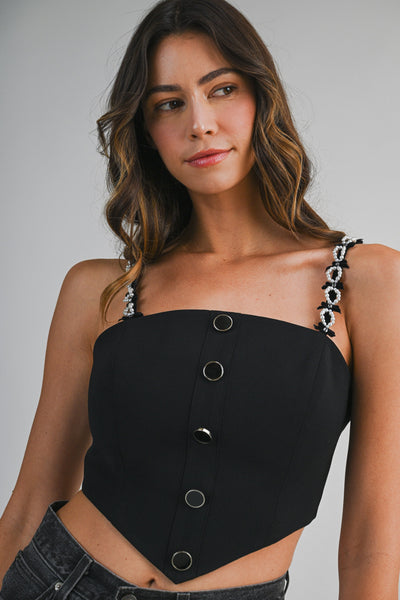 Blusa  tirantes con perlas