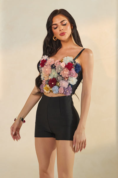 Corsé con flores 3D