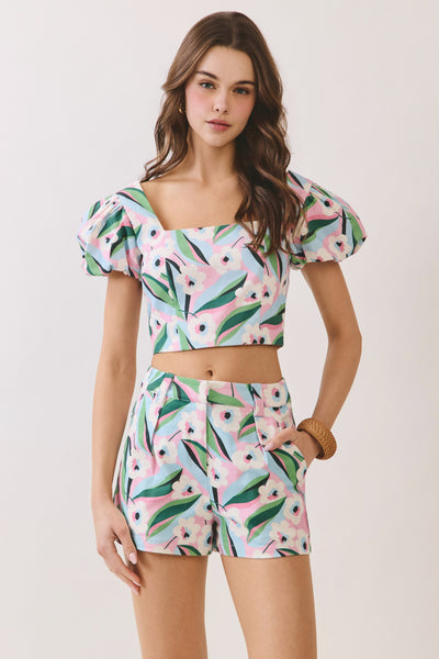 Blusa top mezclilla floral