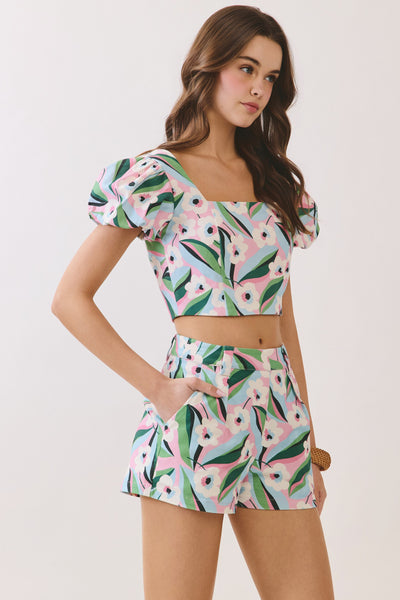 Blusa top mezclilla floral