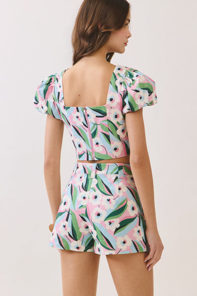 Blusa top mezclilla floral