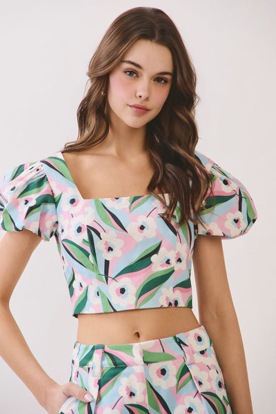 Blusa top mezclilla floral