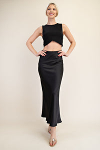 Falda larga de satin