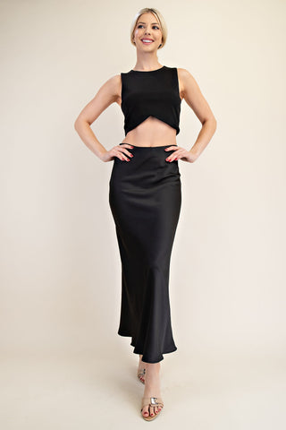 Falda larga de satin