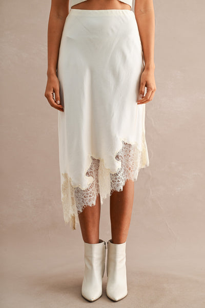 Falda midi asimetrica satin