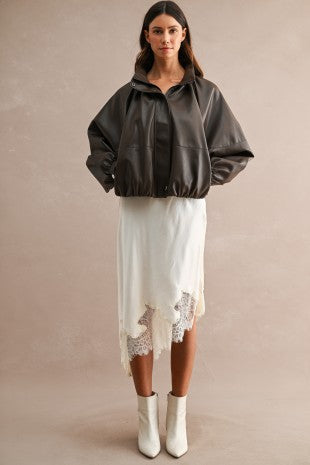 Falda midi asimetrica satin