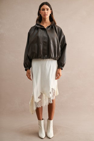 Falda midi asimetrica satin