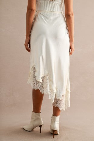 Falda midi asimetrica satin
