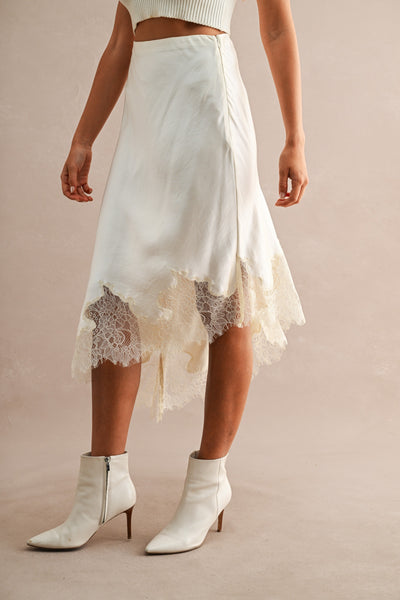 Falda midi asimetrica satin