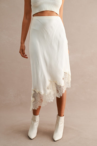 Falda midi asimetrica satin