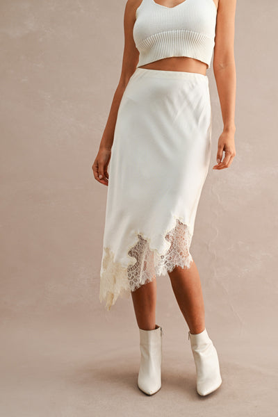 Falda midi asimetrica satin