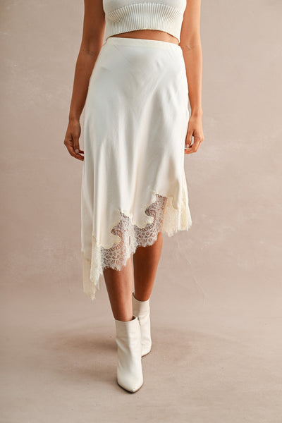 Falda midi asimetrica satin