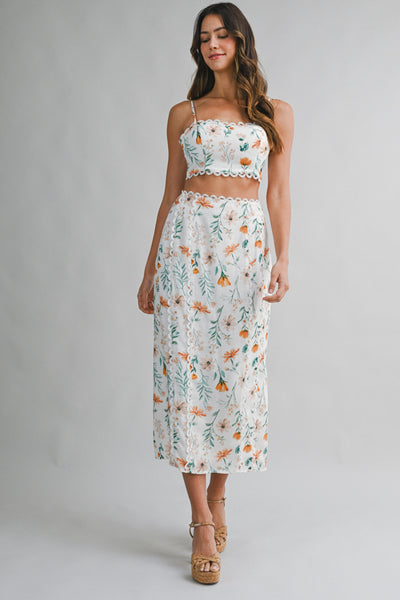 Falda  midi con flores