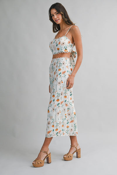 Falda  midi con flores