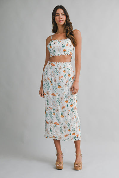 Falda  midi con flores