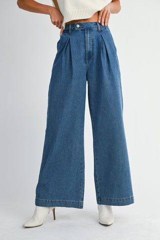 Pantalon ancho mezclilla