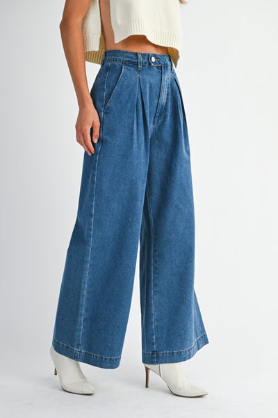 Pantalon ancho mezclilla