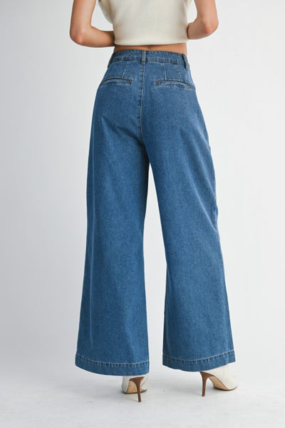 Pantalon ancho mezclilla