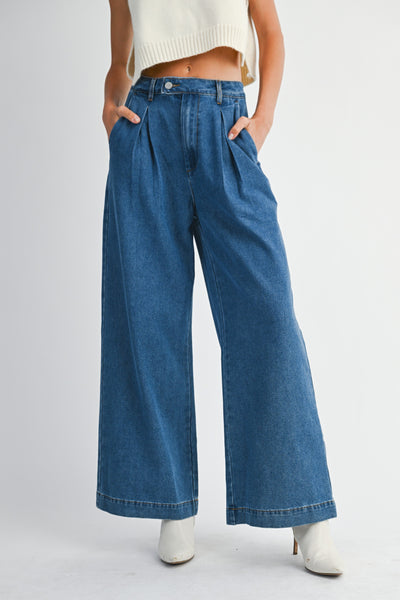 Pantalon ancho mezclilla