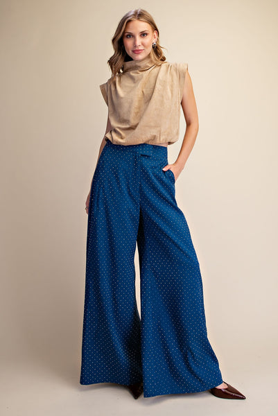 Pantalon  ancho de vestir con brillos