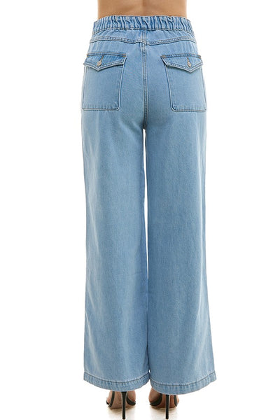 Pantalon mezclilla wide leg